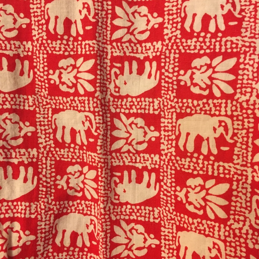 Red and white elephant button down shirt